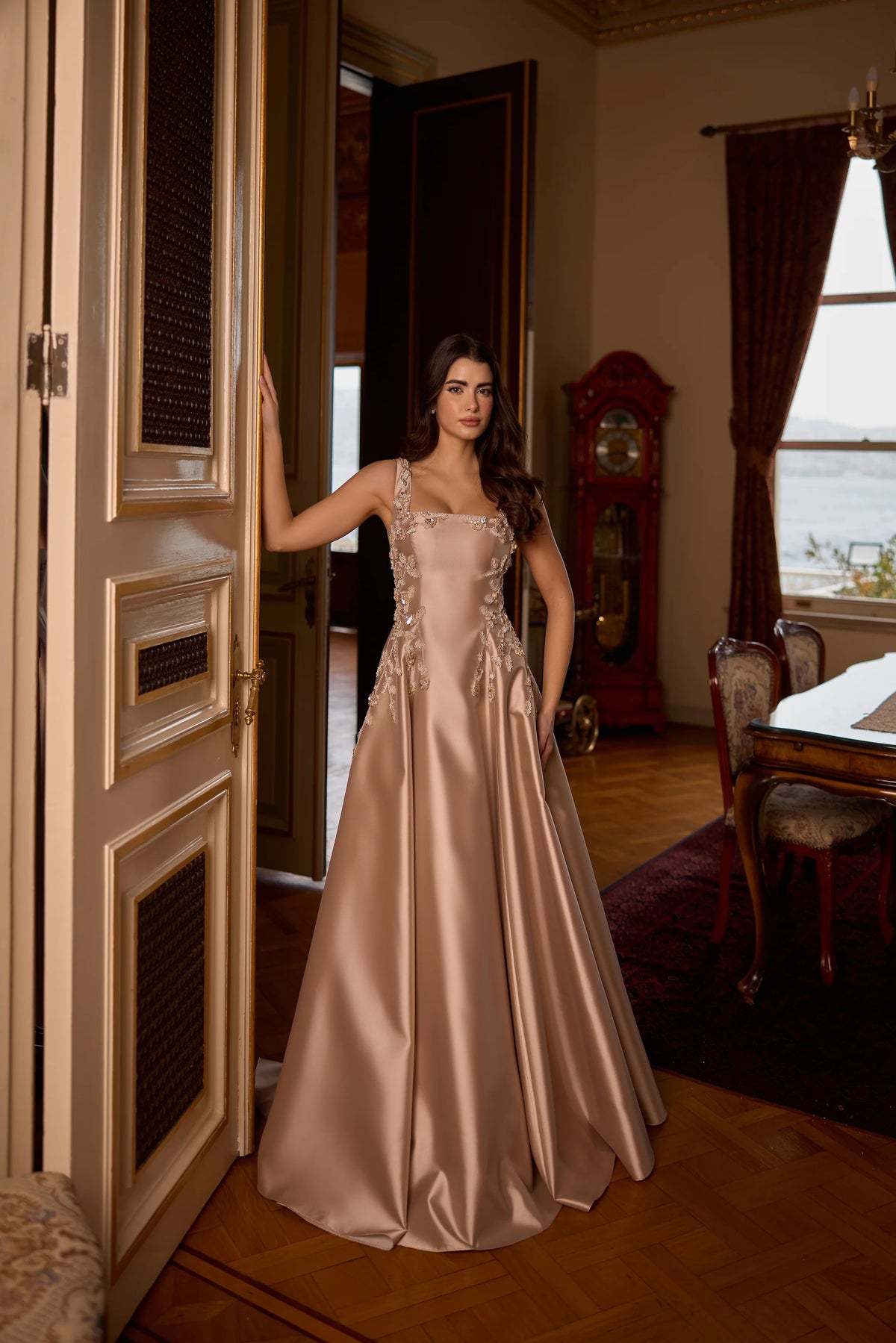 Juliette – Floral Embellished Satin Ball Gown