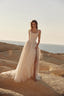 Lumen Beaded Corset Tulle Bridal Gown with High Slit