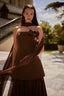 Oriana Chocolate Brown Floral Appliqué Couture Evening Set