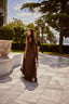 Oriana Chocolate Brown Floral Appliqué Couture Evening Set