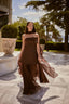 Oriana Chocolate Brown Floral Appliqué Couture Evening Set