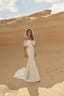 Opheline Off-Shoulder Satin Mermaid Bridal Gown with Lace Detail