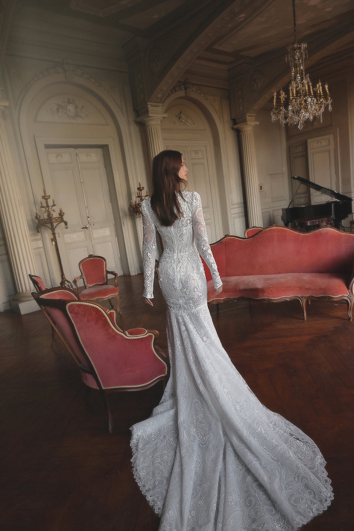 Reed by Maison Harleen couture gown — elegant back view showing the gown structure