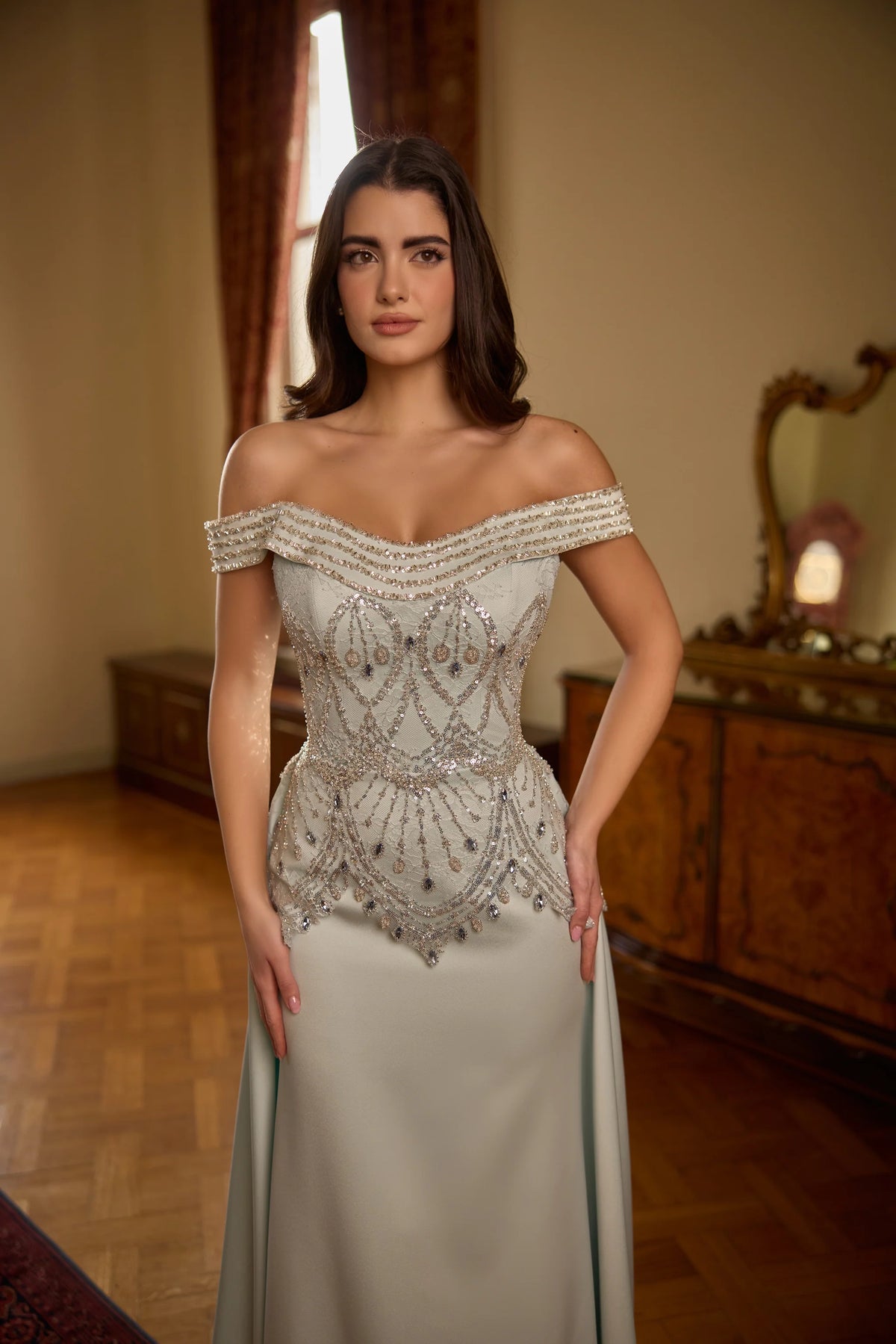 Seraphine – Beaded Off-Shoulder Couture Gown