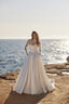 Timea High-Neck Lace & Satin Ball Gown Bridal Dress