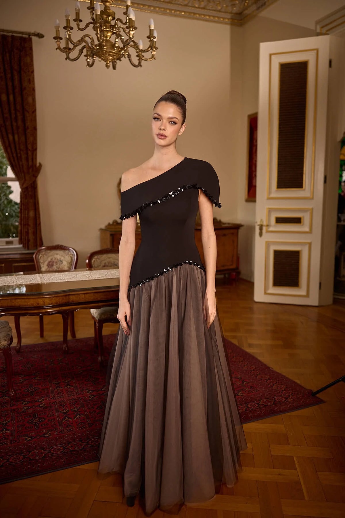 Valencia One-Shoulder Couture Evening Gown