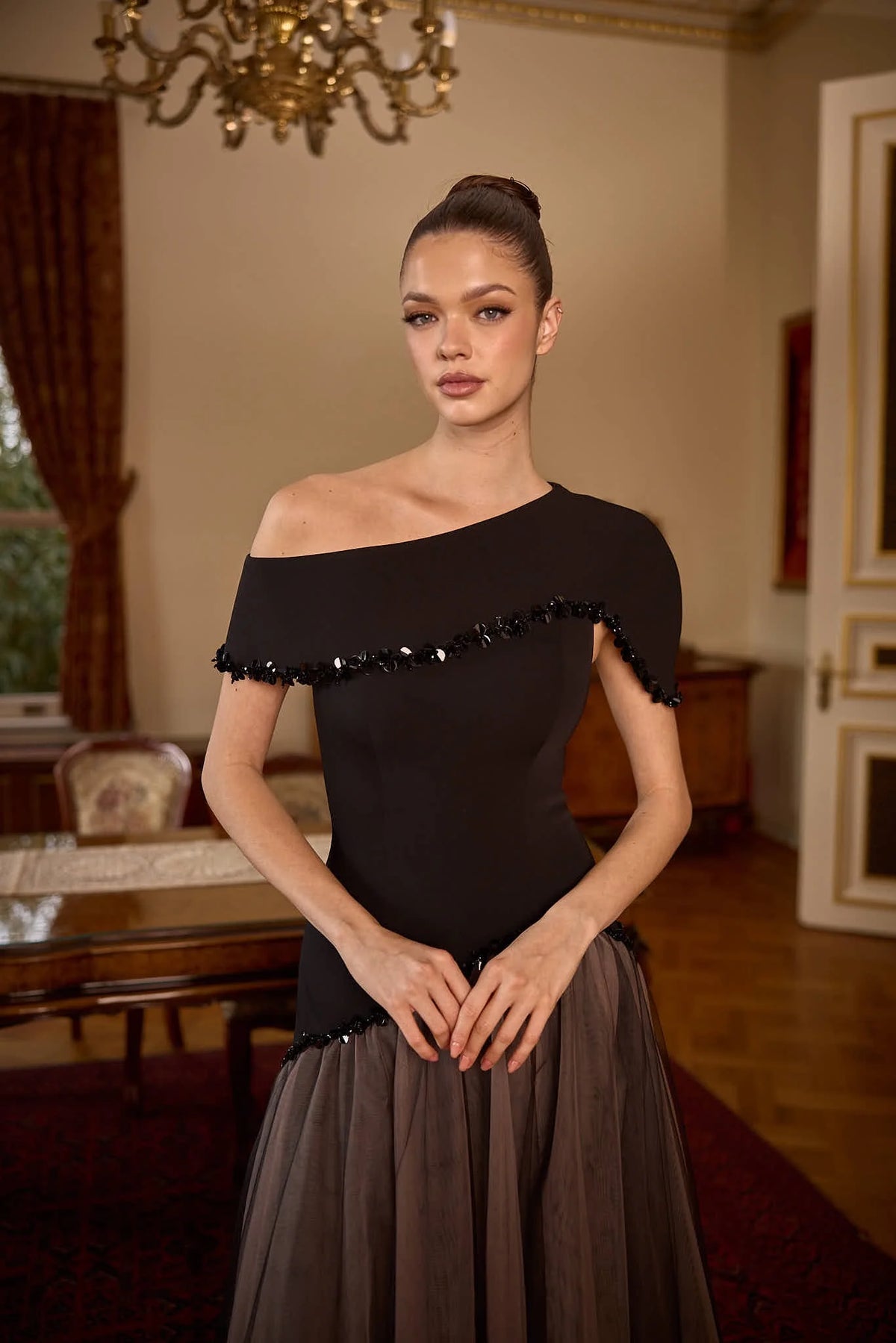 Valencia One-Shoulder Couture Evening Gown