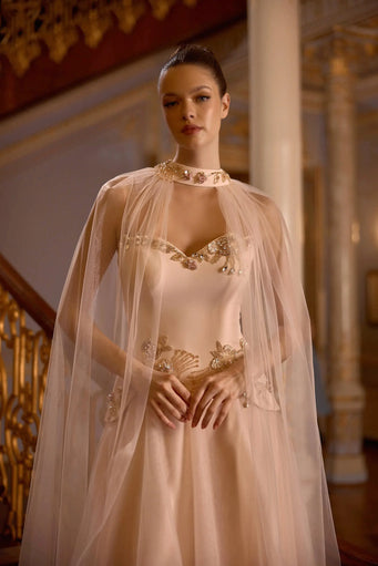 Valentine – Embellished Cape Couture Gown