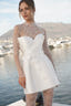 Halcyon Lace High-Neck Mini Bridal Dress with Sculpted Bodice