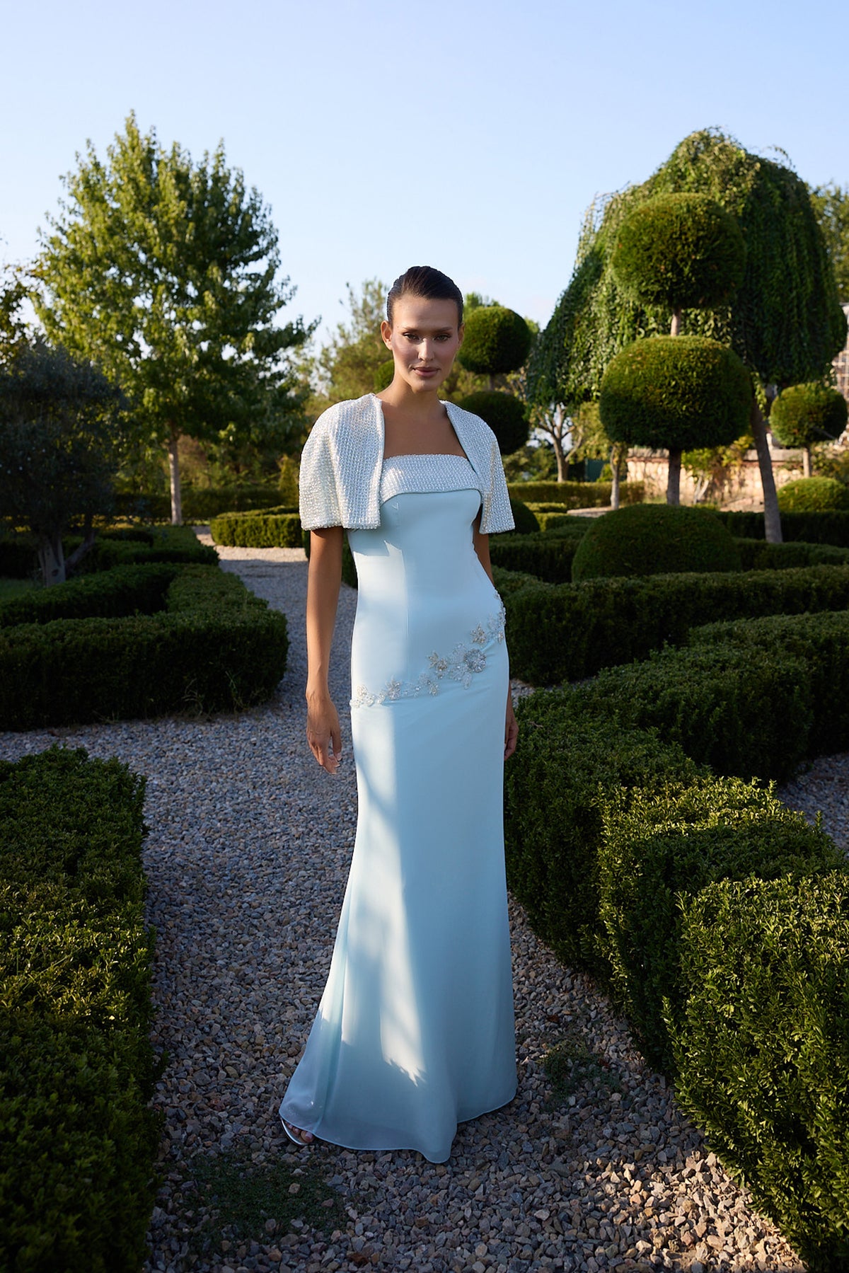 Cielora Ice Blue Bolero Evening Gown