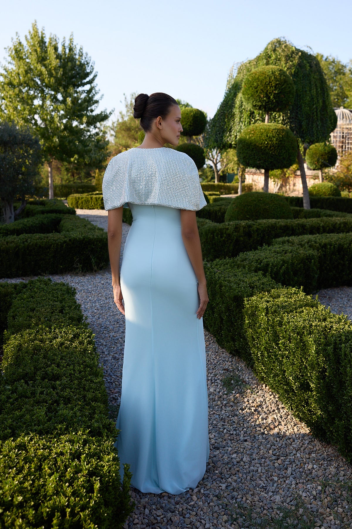 Cielora Ice Blue Bolero Evening Gown