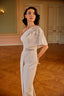 Luxury ivory evening dress featuring one-shoulder neckline and minimalist couture design