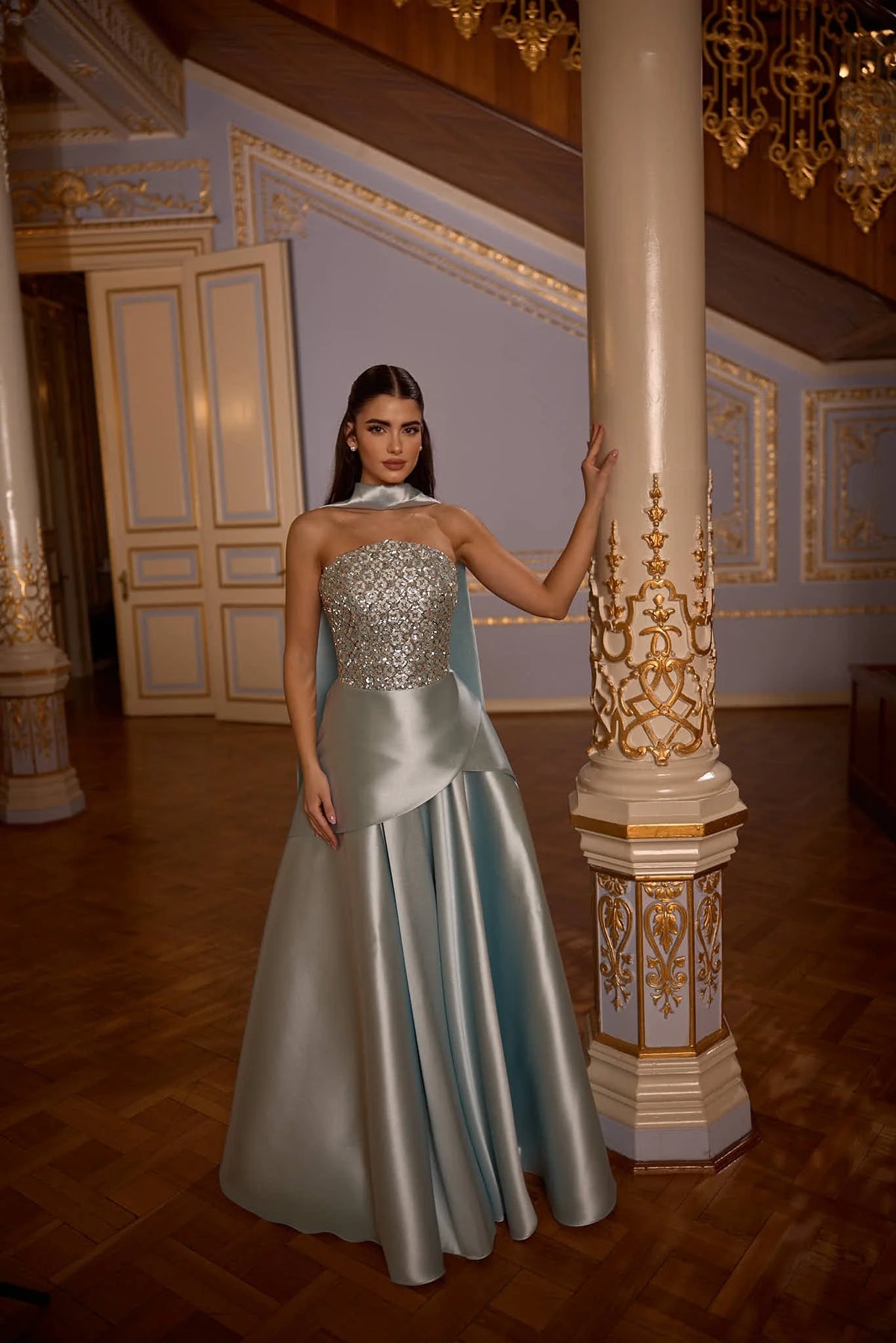 Luna – Crystal Embellished Satin Ball Gown