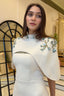 Luxury ivory wedding dress with modern couture design and elegant feminine structure