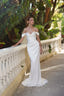 Berry Off-Shoulder Minimal Satin Wedding Dress