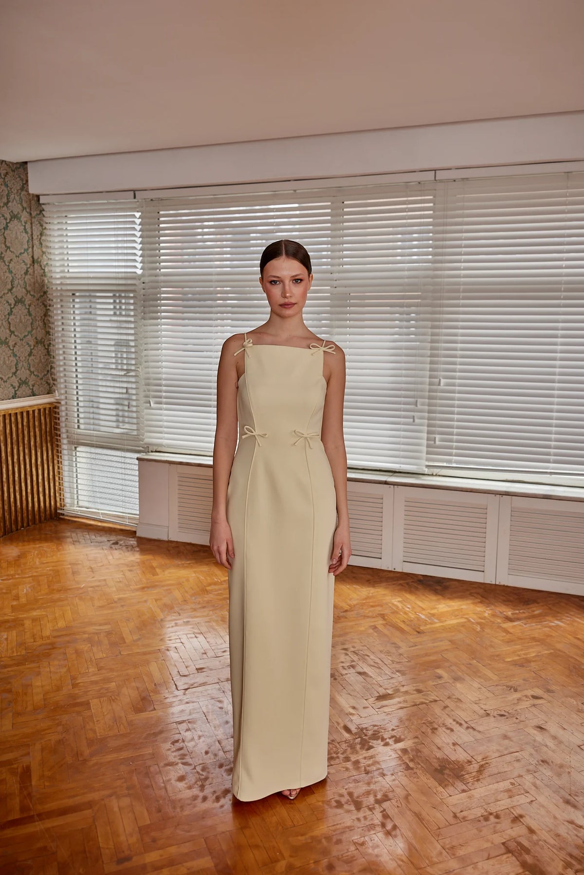 Seren Minimal Bow Detail Evening Dress